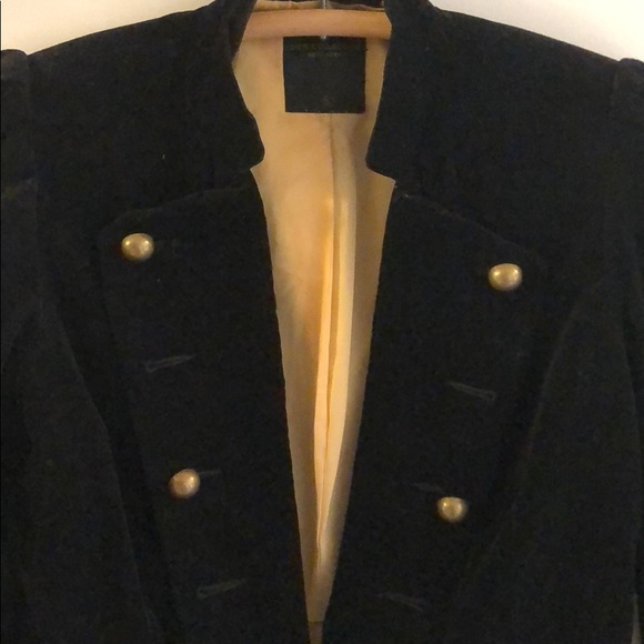 Military-style velvet blazer - Picture 3 of 4